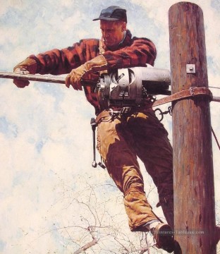 Norman Rockwell Painting - el liniero 1949 Norman Rockwell